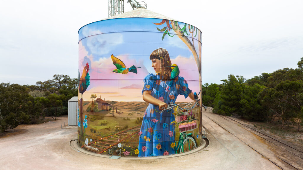 Silo painted with artwork