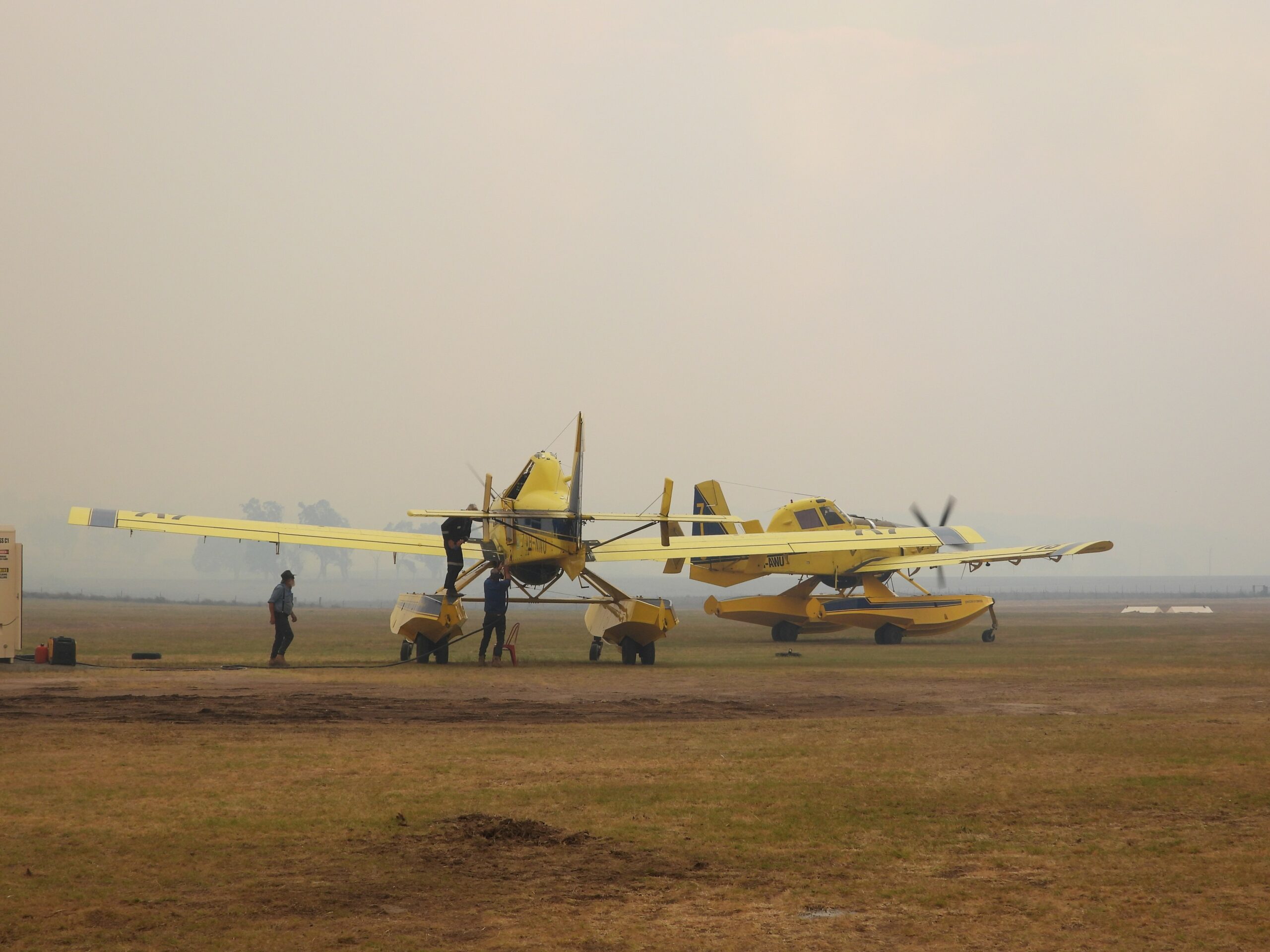 Two yellow aeroplanes