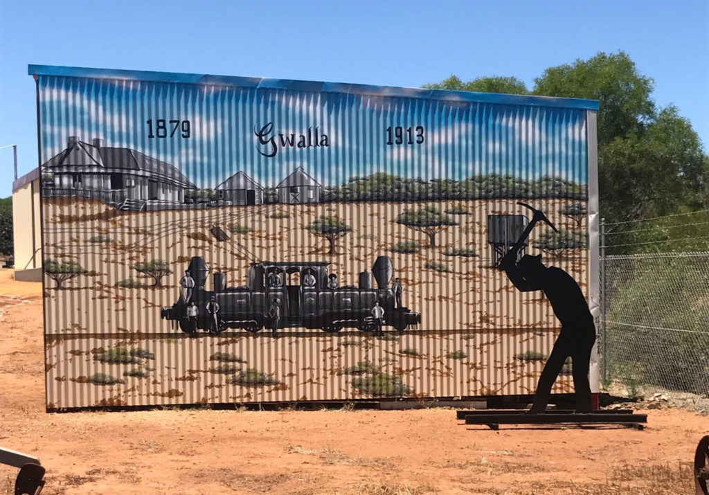 Mural painted on shed of an old car.