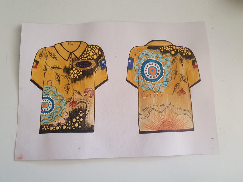 A piece of paper with a colourful t-shirt design printed on it.