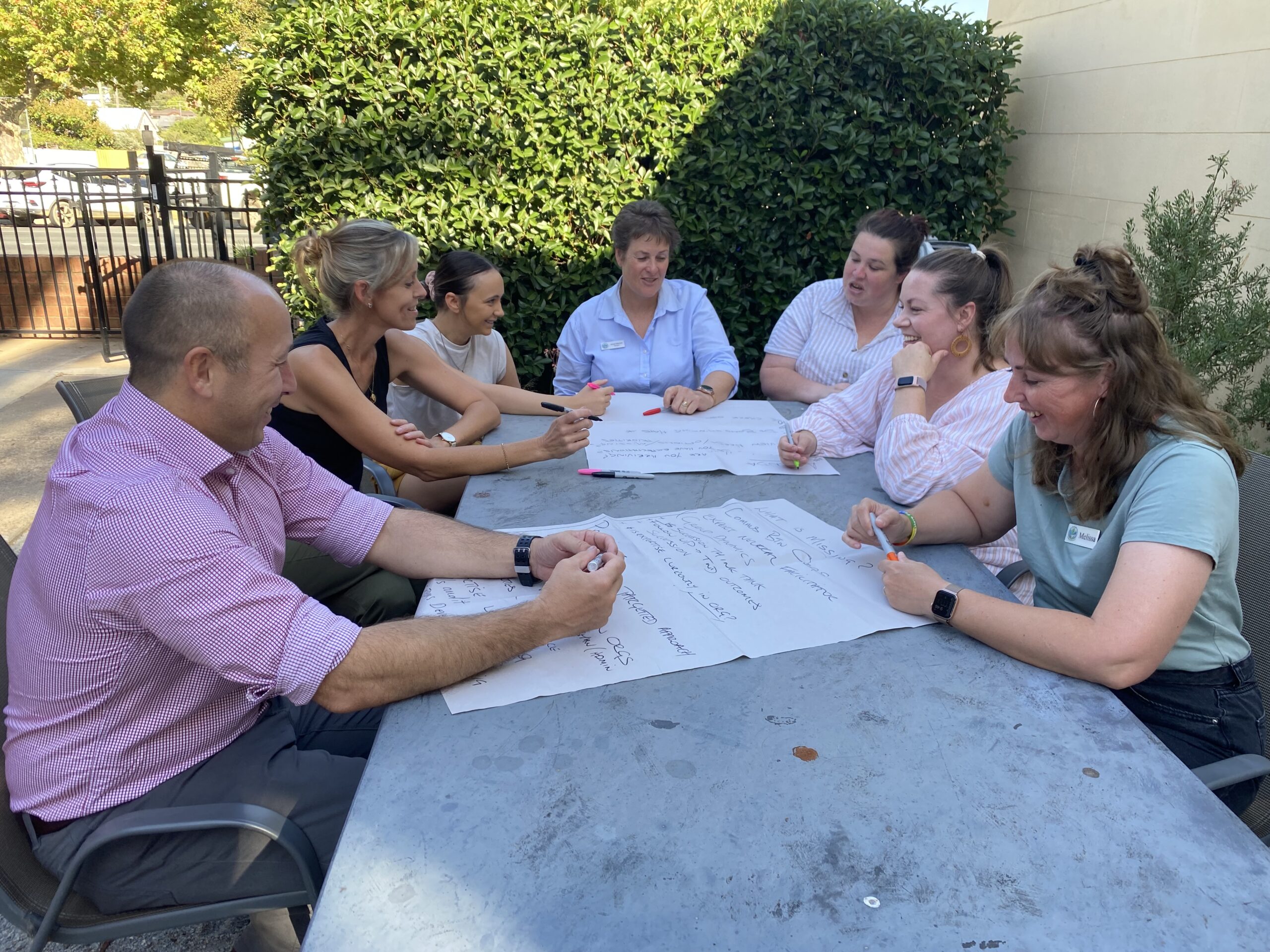 People sitting around a table.