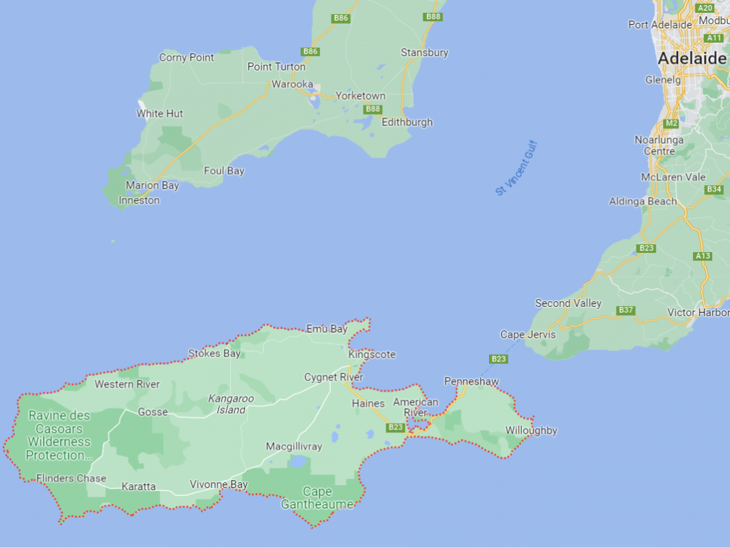 Map showing location of Kangaroo Island