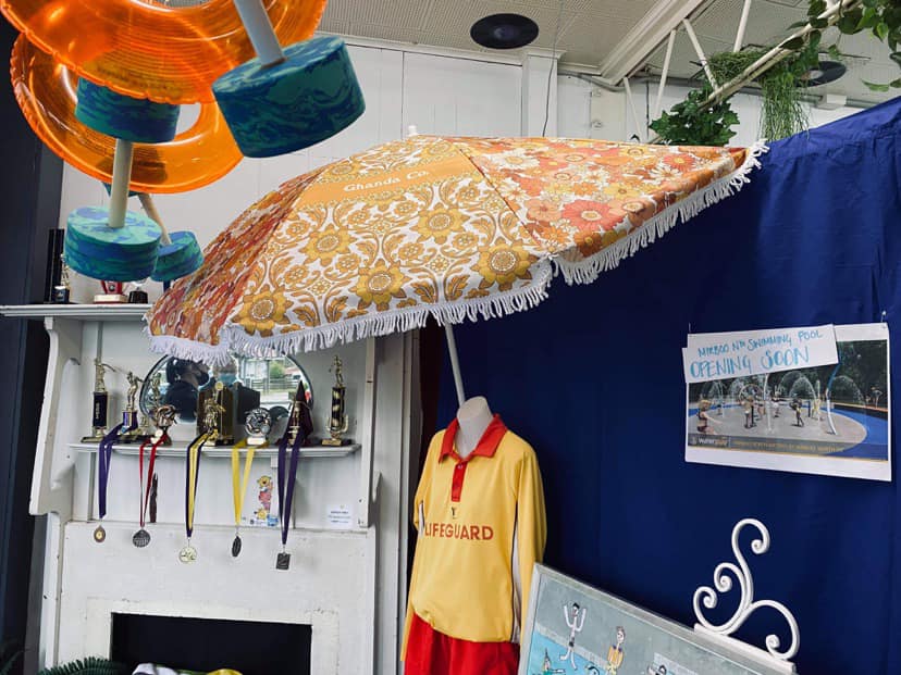 Mirboo North Swimming Pool op shop window display