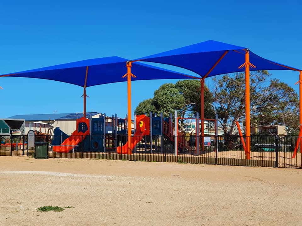 HEADING: Laughter at Lucky Bay. IMAGE: Playground at Lucky Bay.